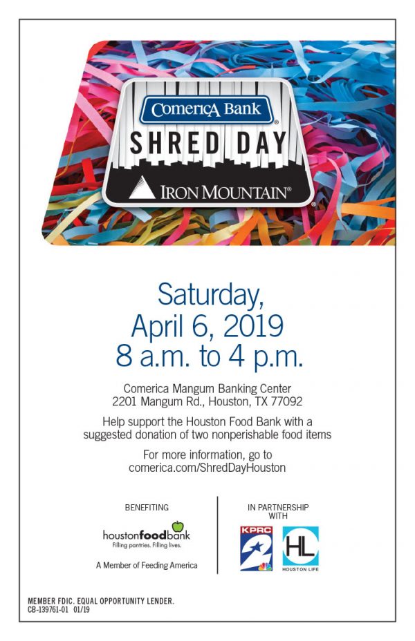 Shred Day, April 6 Spring Branch Management District