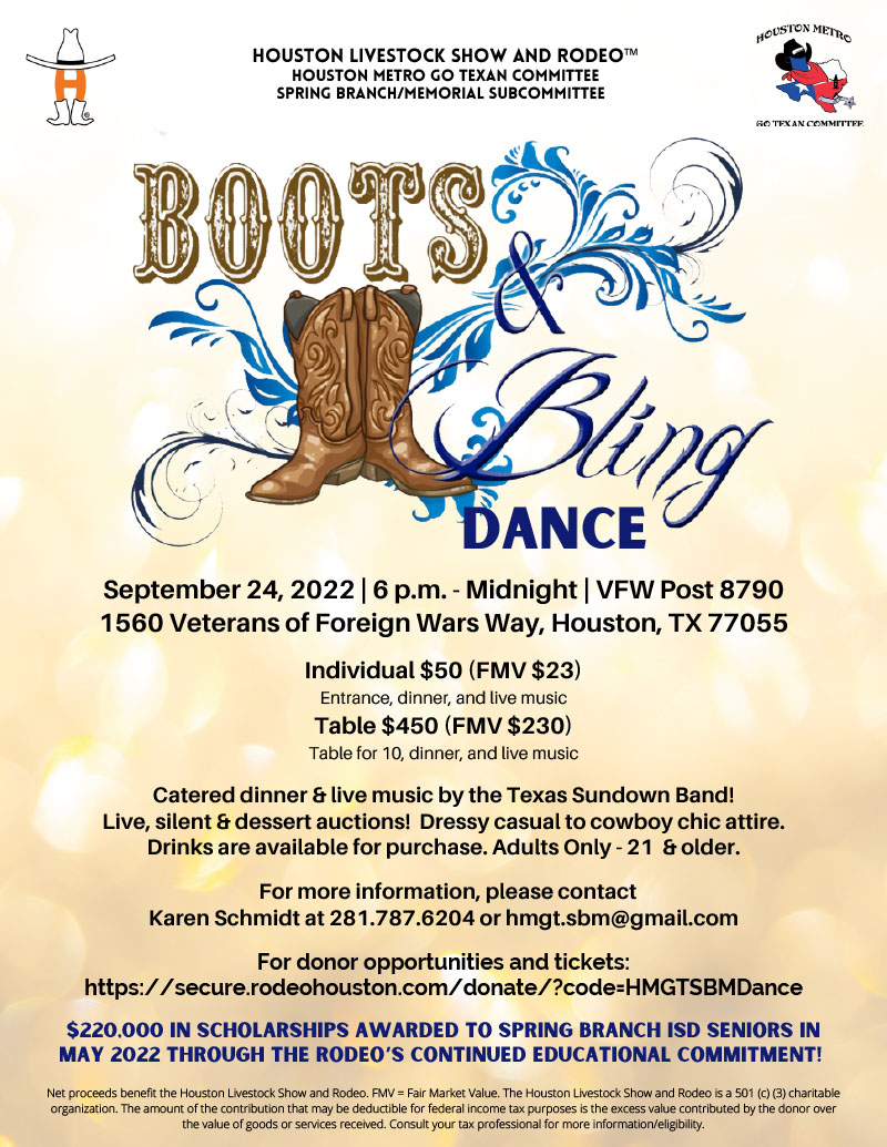 Houston Rodeo: Boots & Bling Dance, Sept. 24 - Spring Branch Management ...