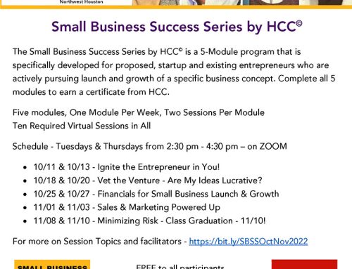 Small Business Success Series by HCC© Oct. 11-Nov. 10 – Application Period Now Open